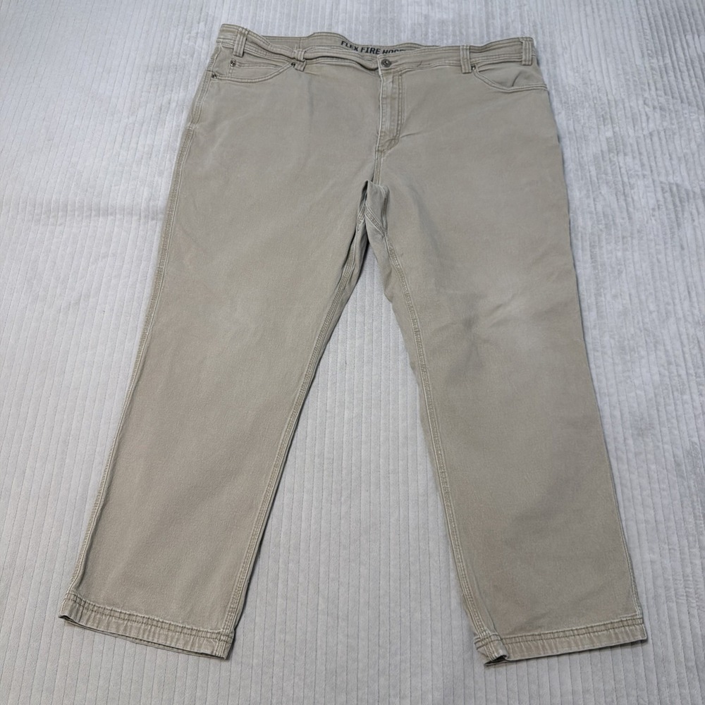 Duluth Flex Fire Hose Pants Mens 44x28 Khaki Cargo Standard Fit Workwear Utility